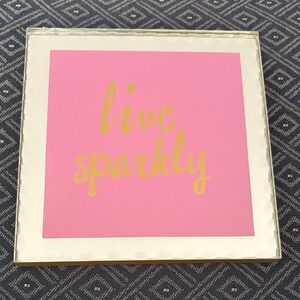 Pink and Gold 'Live Sparkly' Wall Art